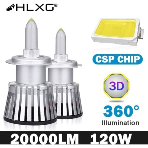 H7 LED H11 HB3 9005 HB4 9006 H8 H9 360 LED For Projector CSP LED 20000LM 6000K 120W Car Headlight Bulbs Auto Lamp Fog Lamps 12V