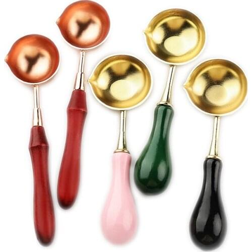 Wax Seal Wooden Handle Spoon DIY Retro Craft Stamp Envelope Wedding Invitation Sealing Wax Spoon Stamp Making Tool