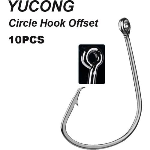 YUCONG 10PCS Fishing Hooks 1#-5/0# Crank Fishhooks Black Barbed Single Hooks Carbon Steel Fishing Hook Offset Sport Circle Hooks