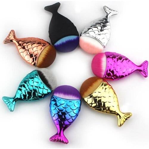 1 PCS Mermaid Tail Brush Rose Gold Fish Brushes Powder Blusher Makeup Brush Set Tool Contour Foundation Brush