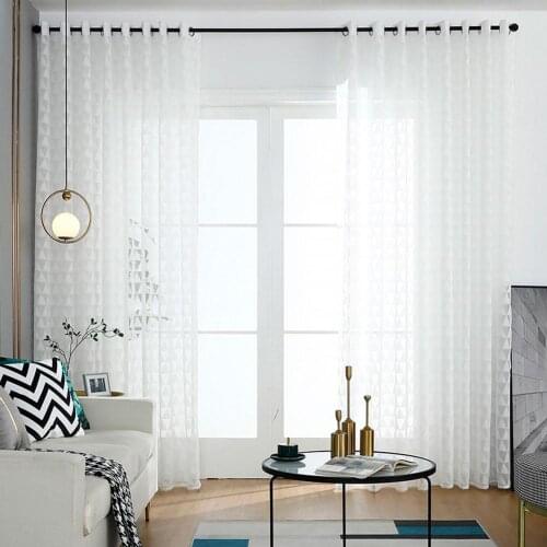 1Pc Triangle Print Tulle Curtain for Living Room Window Curtain Bedroom Tulle Curtains Door Curtains Drape Panel Sheers Curtain