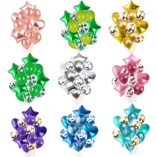 12/18inch Foil Birthday Balloons Family Outdoors Birthday Party Decoration Wedding Decor Heart-shaped Combination Ballon