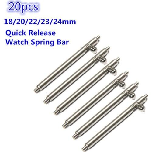 20pcs 1.5mm Diameter Watch Pin Repair Tools And Kits Quick Release Watch Strap Spring Bars Pins 18MM 20MM 22MM 23MM 24MM