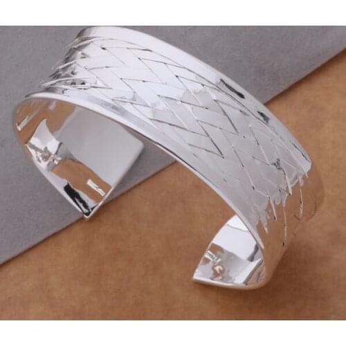 AB143 Hot Sale High Quality Silver Color Fine Jewelry,Fashion Jewelry Elegant Charms Fashion Bangles Light At The End Of Woven