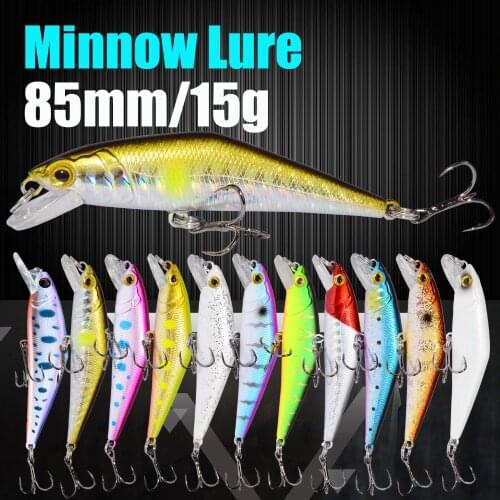Afishlure Minnow Hard Bait 85mm/15g Trout Fishing Lures Sinking Trebke Hooks Swimbait Hard Lure D Contact Minnow Wobblers