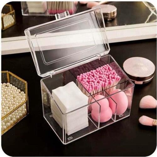 Acrylic dustproof cotton swab cotton storage box clamshell desktop dressing table cosmetic lipstick beauty egg storage box