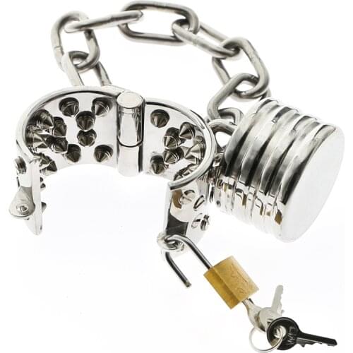 BDSM Load Weight Spike Penis Torture Cock Ring Ball Stretcher with Attached Weight Male Chastity Device Bondage Sex Toy for Men
