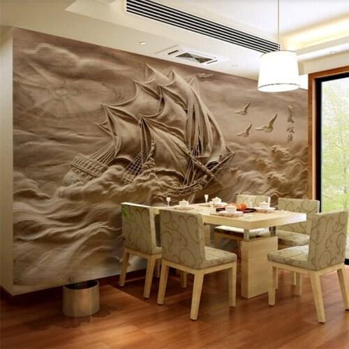 Beibehang Custom wallpaper 3D embossed wind and waves breaking the wind TV background wall living room bedroom mural фотообои 3d