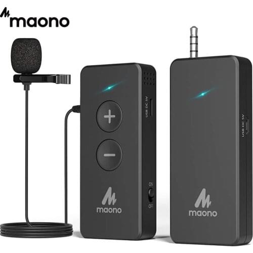 MAONO 2.4GHz Wireless Microphone System With Mini Lavalier Mic, Transmitter For Interview, Meeting, Teaching, Speech WM800