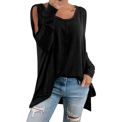 Off Shoulder Pure Color Womens Blouses Casual Sexy Round Neck Girl Top Long Sleeve Mid-Length Bottoming Ladies Clothing Blouse