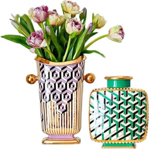 Nordic Luxury Green Ceramic Vases Decoration Home Modern Art Large Vase Room Decor Living Room Decoration Accessories Gift Ideas