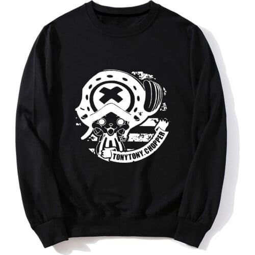 ONE PIECE Tony Tony Chopper Printed Hoodies Unisex Keep Warm Fleece Chic Jacket The Screw Thread Cuff Blouse