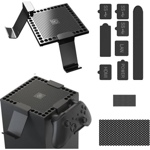 For Xbox Series X Game Console Dust Proof Mesh Filter Jack Stopper Kit Top Protector Case Dustproof Cover Controller Hanger Hook