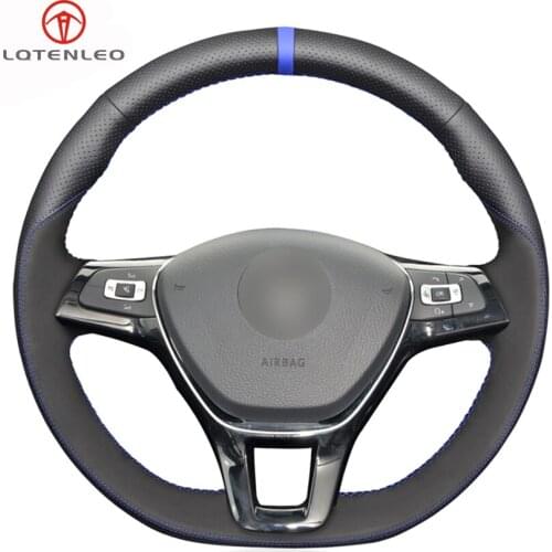 Black Genuine Leather Suede Car Steering Wheel Cover For Volkswagen VW Golf 7 Mk7 New Polo Passat B8 Tiguan Sharan Jetta