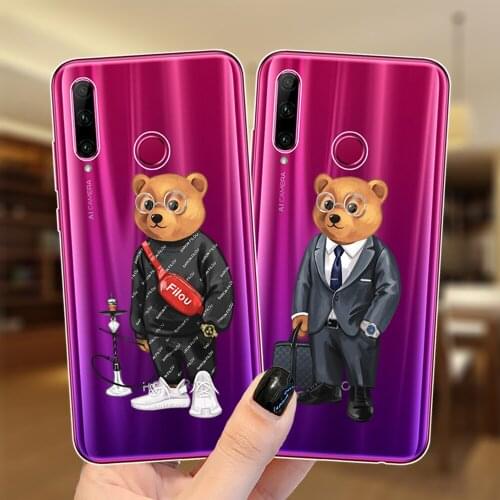 Cute Bear Fashion Brand Phone Case For Huawei Honor 50 SE 10 30 10X 20 Lite Pro 10i 20i 30i 8C 8X 9X Soft Capa Silicone Cover