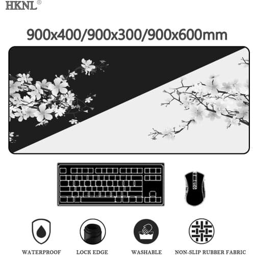 Black White Mouse Pad Flower Computer Pad Desk Protection Mats Gamer Large Pc Pink Gaming Purple Mousepads 900x300 Mat for Table