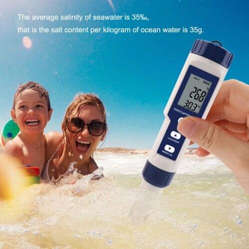5 in 1 Digital pH Meter with TDS/EC/Salinity/Temperature Measurement Waterproof Highly Accurate Multi-Parameter Tester