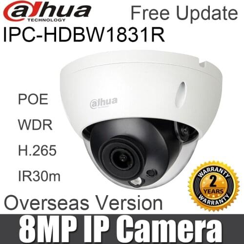 Dahua DH-IPC-HDBW1831R 8MP IP Camera H.265 WDR Waterproof Vandalproof IR 30m POE IP67 IK10 Dome Network Camera CCTV Cam