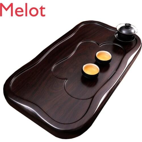 Ebony Tea Tray Solid Wood Whole Log Household Minimalist Large Tea Table Tray Tea Pitcher Drainage Kung Fu Tea Set