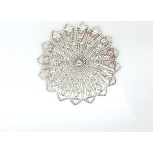 Free shipping-50Pcs Embellishment Findings Flower Silver Tone Hollow Connectors DIY Jewelry Findings 3.5cm x 3.5cm J0581