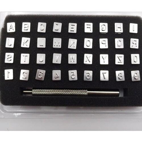 Font Size Number Leather Punching Lettering Tool 36Pcs 6mm Steel Punching Alphanumeric Leather Punching Tool