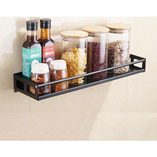 Kitchen Organizer Wall Mount Bracket Wall Storage Rack Spice Jar Rack Cabinet Shelf Kitchen Gadget Supplies Bathroom Rack