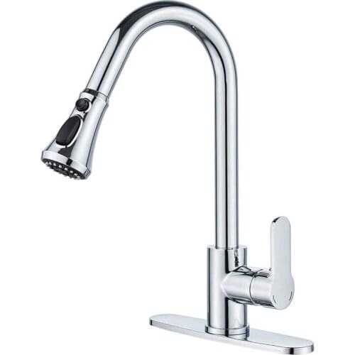Kitchen Sink Faucet with Pull Down Sprayer Commercial Modern Single Level Multifunctional Pull Out Faucet for Kitchen
