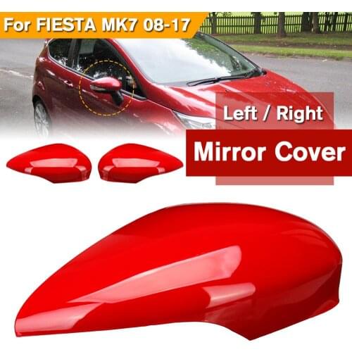 Left/Right Side Wing Door Rearview Mirror Cover Cap Painted For Ford Fiesta MK7 2008-17 Red
