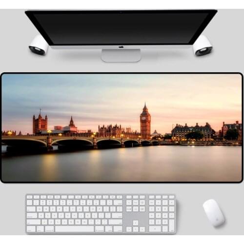 Mairuige Big Ben pattern mouse pad, beautiful scenery, large size rubber non-slip durable keyboard pad