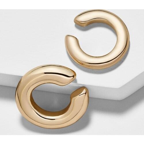 Clip Earrings Set of Uneven Size Gold Geometric C Shape Earclip Ladies Ear Cuff Fashion Brand Women Jewelry 2019 Earrings