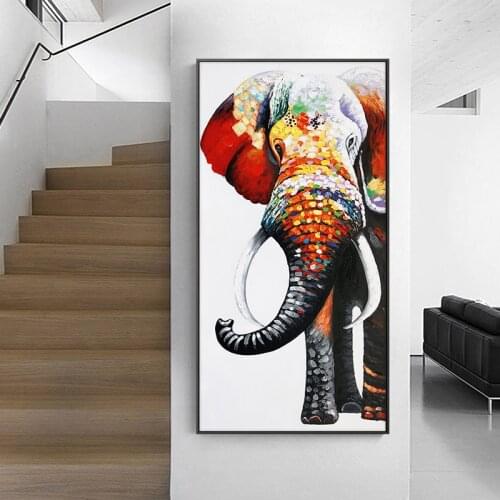 Wall Art Decor Canvas Painting Abstract Colorful Elephant Poster Print Canvas Art Pictures for Kids Room Cuadros Home Decor