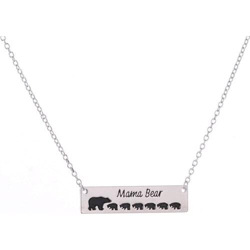 Cute Simple Mama Bear Necklace Bar Necklace Six Baby Bears Necklace Gift Mothers Day Best Friends Gift