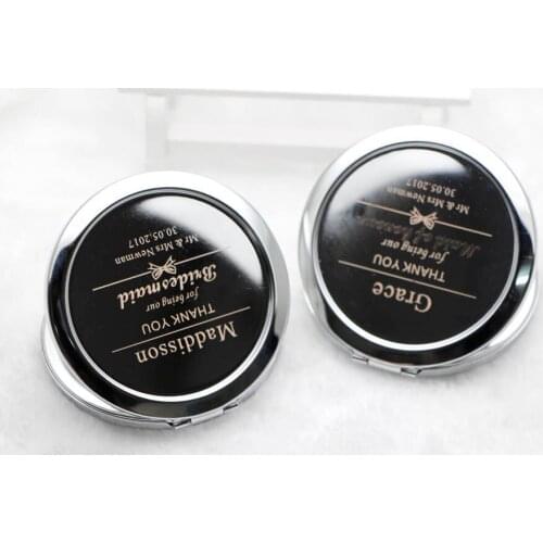Personalized compact mirrors Custom Engraved pocket makeup mirror case wedding favor #18413 50X/LOT