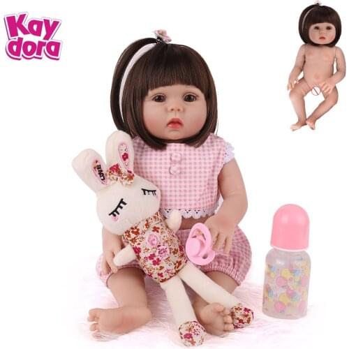KAYDORA Full Silicone Reborn Baby Dolls 48cm Girl Bath Play Toy Cute Rabbit Bebe Boneca Menina Poupee Toddler Kids Birthday Gift