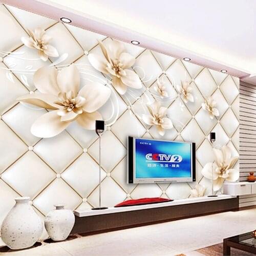 Custom Mural Wallpaper Flowers Soft Pack 3D Living Room Sofa TV Background Wall Decor Waterproof Canvas Painting Art Wallpaper