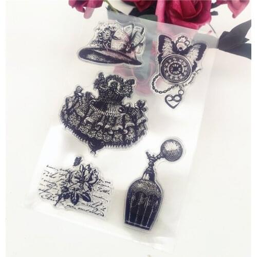 11*16CM Retro Skirt Transparent Clear Stamps / Silicone Seals Roller Stamp For DIY Scrapbooking Photo Album/Card Making