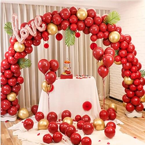 Ruby Red Glossy Pearl Latex Balloons Chrome Metallic Color Confetti Gold Wedding Party Decor Valentines Day Surprise Party