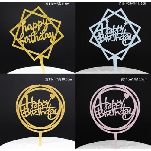 10PC/set Plastic Cake Topper Gold Flash Cake Topper Happy Birthday Party Decoration For Home Party Supplies Cupcake Topper