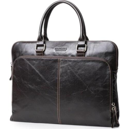 2021 New Business Vintage Men Handbag Big Capacity Genuine Leather Laptop Bag Luxury Brand Bag for Mens High Quality Tote Bags