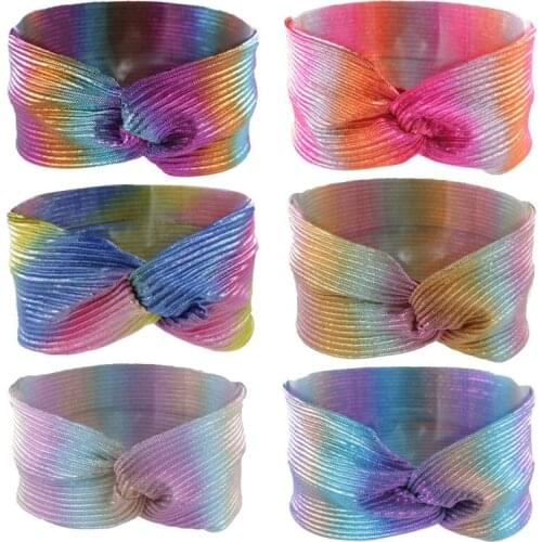 Knit Ponytail Holder Hair Tie rainbow Soft stripe Print Hair Rope Elastic Hair Rubber Band Sweet Hair Accessories