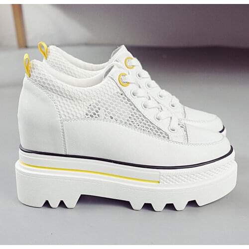 Womens Casual Shoes Breathable White Female Platform Sneakers Summer Breathable Mesh Womens Flats Casual Shoes