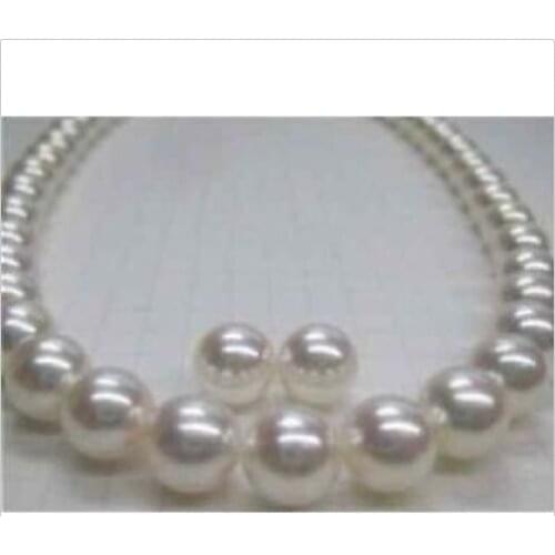 Womens fine NEW PERFECT 18"10-11MM AKOYA NATURAL WHITE PEARL NECKLACE earring word mujer for women -jewelry