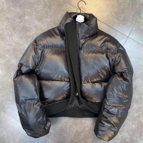 2021 winter stand-up collar long-sleeved three-dimensional side strip decoration niche designer bread cotton jacket