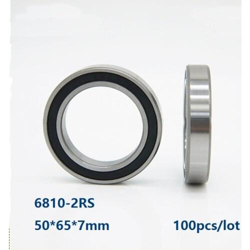 100pcs/lot 6810-2RS 6810RS 6810 2RS High Quality Double rubber cover 50*65*7mm Thin Wall Deep Groove Ball bearing 50×65×7mm