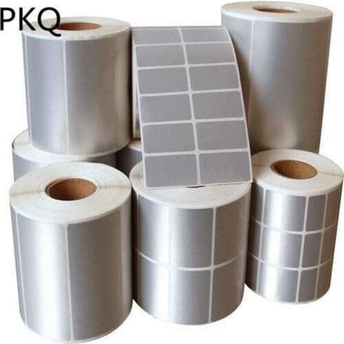 SIVLER Thermal Transfer Labels blank PET barcode adhesive sticker Waterproof Tear-proof oil-proof PET silver sticker Label