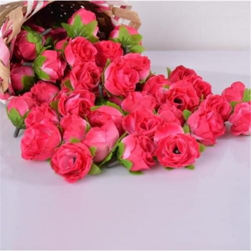 50pcs 3cm Silk Rose Artificial Flower Wedding Home Furnishings DIY Wreath Sheets Handicrafts Simulation Cheap Fake Flowers