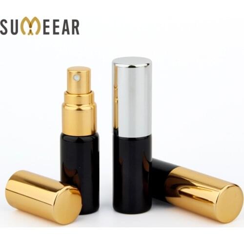 50 Pieces/Lot 5ml UV Glass Empty Perfum Bottle Mini Portable black Glass Perfume Bottle With Atomizer