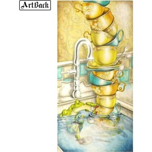 5d diy diamond painting cartoon frog bowl full square diamond mosaic 3d diamond embroidery sewing artwork home decor