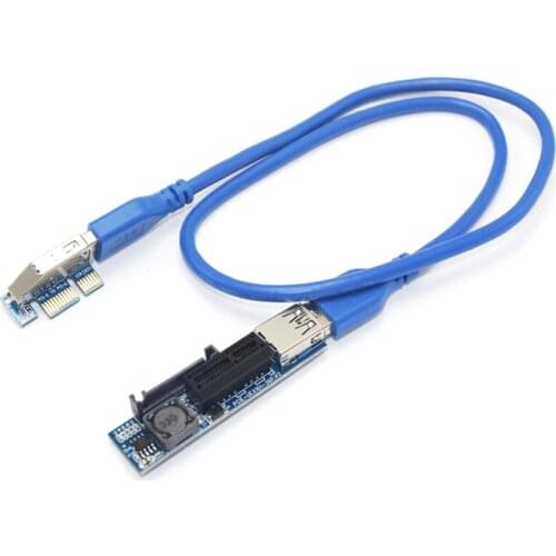 PCI-E PCI E Express 1X to 1X Extender Adapter Riser Card USB 3.0 Cable SATA Power for Miner Mining Motherboard PCI-E X1 Slot