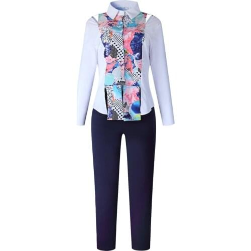Africa Clothing 2 Piece Set For Women Plus Size Pant Suits Ladies Business Office Shirt Tops+pants Suits African Sets Ladies
